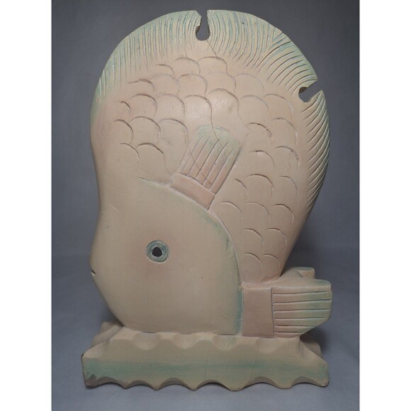 Vintage Hand Carved Hand Painted  Wooden Fish Figure Coastal Beach Home Decor - Picture 5 of 9